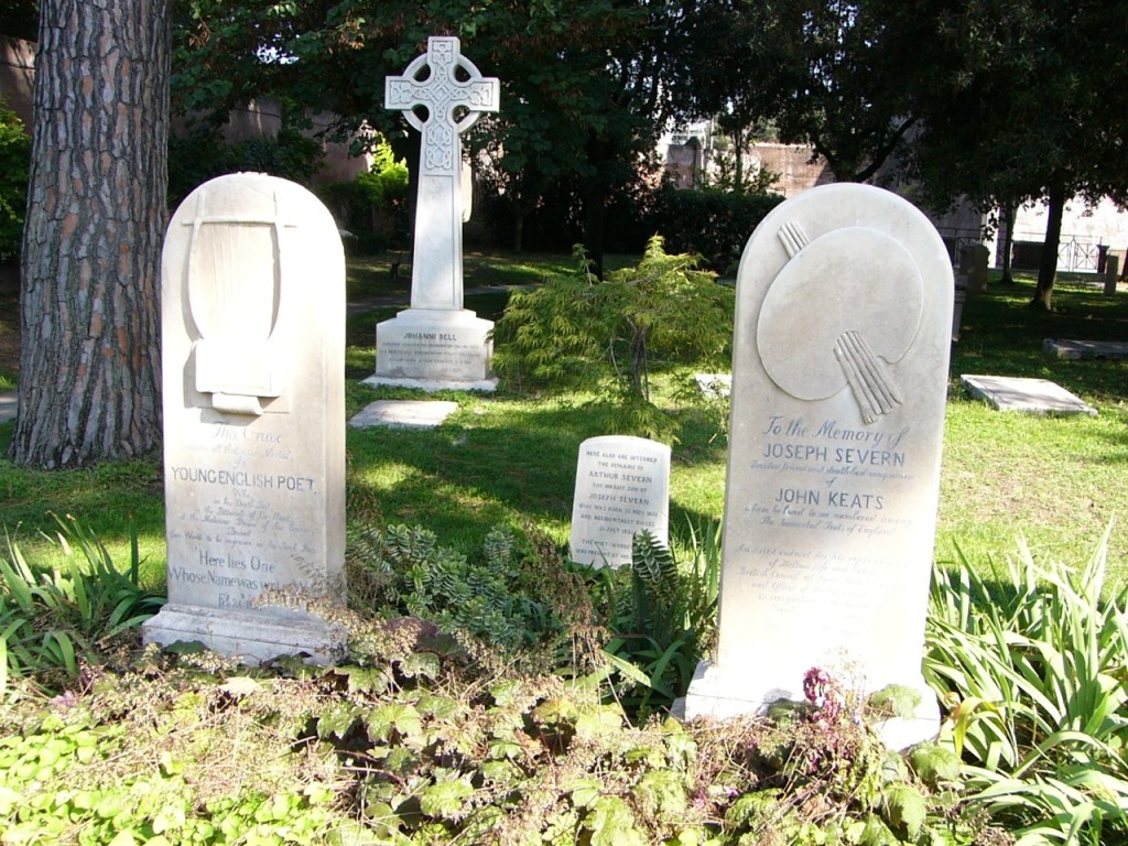Das Grabmal von John Keats (links) und seinem Freund Joseph Severn 