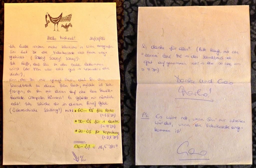 Sentimentales Erinnerungsstück an die Deutsch-Österreichische Freundschaft: Marko's Brief an meinen Freund 