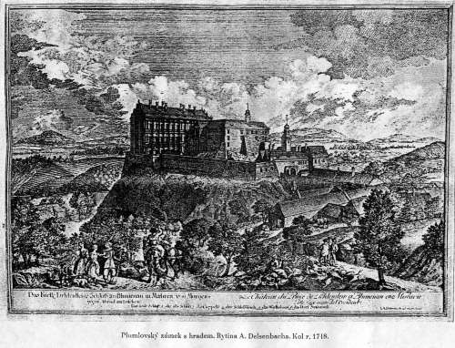Plumlov noch mit Burg im Jahre 1718